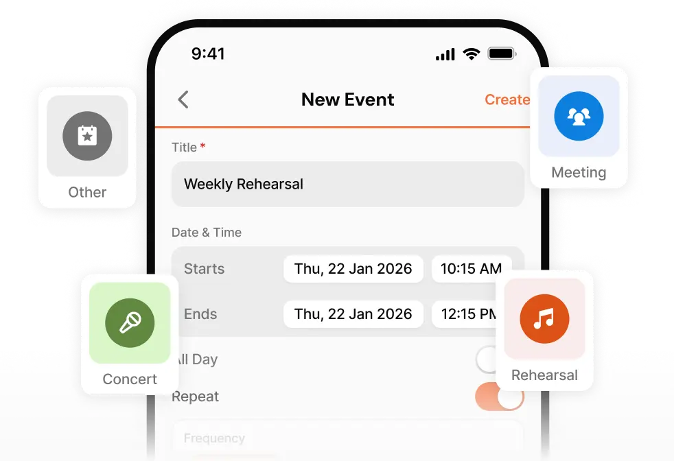 Een nieuw evenement aanmaken in de Orchesi-app