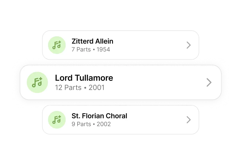 Pieces in the Orchesi sheet music library, with the number of parts per piece